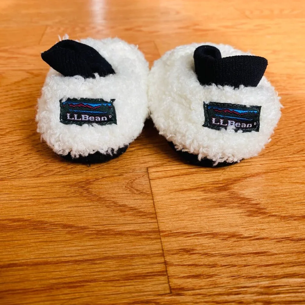 LL Bean Slippers Toddlers 3-4 Dog Fuzzy Slip On Sherpa Fleece Slippers